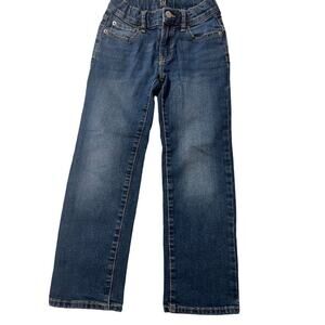 GAP Denim Stretch Straight Jeans Boys Size 7 Distressed Dark Wash Excellent very